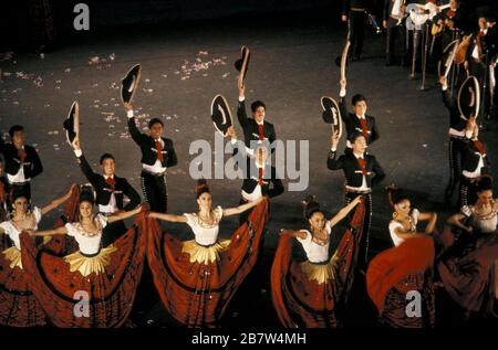 Mexico City DF Mexico:  Ballet Folklorico de Mexico dance troupe performing at the Belles de Artes. ©Bob Daemmrich Stock Photo