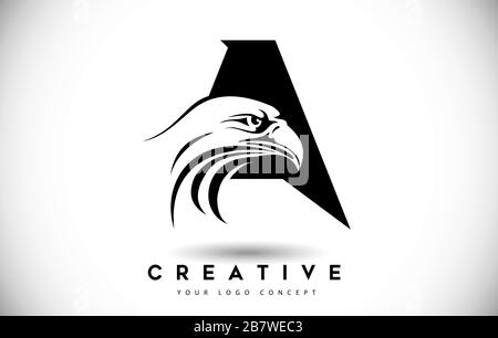 Letter A Eagle Logo Icon with Creative Eagle Head Vector Illustration. Stock Vector