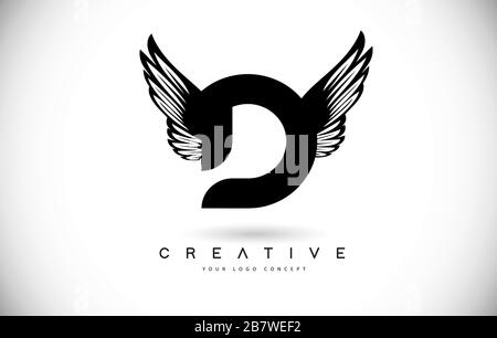 D Letter Logo with Wings. Creative Wing Letter D Logo icon Design Vector Illustration. Stock Vector
