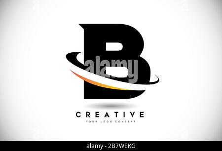 Letter B Icon Logo. Curved Creative Letter B Logo Design with Swoosh ...