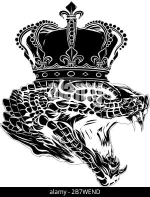 Crowned Snake head logo. Viper emblem design editable for your business. Stock Vector