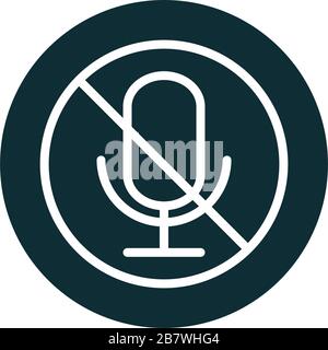 microphone audio muted sound block style icon vector illustration Stock Vector