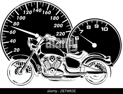 vector illustration Flaming Bike Chopper Ride Front View Stock Vector