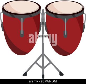 congas drums percussion musical instrument vector illustration isolated icon Stock Vector
