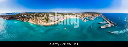 Aerial view, El Toro, luxury marina Port Adriano, Majorca, Balearic Islands, Spain Stock Photo