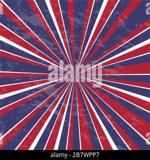 Rays background. Usa colors with grunge - Vector Stock Vector