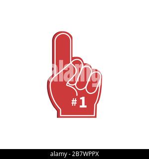 Icon fan logo hand with finger up. Hand up with number 1. Fan arm glove with finger. Vector illustration. Stock Vector