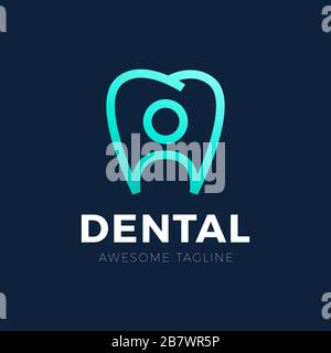 Creative human and teeth vector logo template for family dental clinic Stock Vector