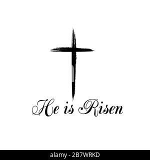 He is risen lettering isolated on white background. Symbol for ...