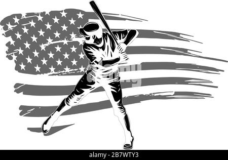 Vector illustration of a baseball player hitting the ball. Beautiful sport themed poster. Stock Vector