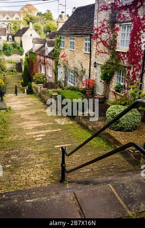 Chipping Steps in Tetbury, England, the southern gateway to the Cotswolds. Stock Photo