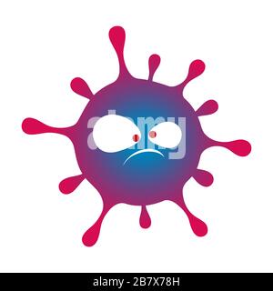 Cartoon virus symbol, microbe, bacteria icon on a white background. evil character. Vector illustration Stock Vector