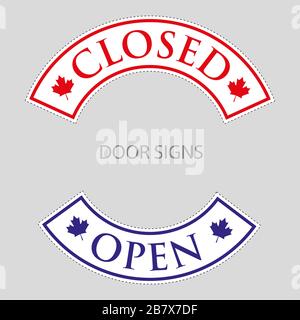 Stickers on the door Open, Closed. 3D style. Vector illustration Stock Vector