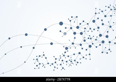 Structure molecule and communication. Dna, atom, neurons. Scientific concept for your design. Connected lines with dots. Medical, technology Stock Vector
