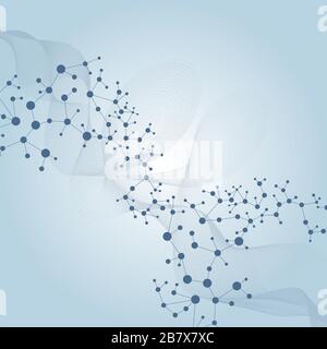 Structure molecule and communication. Dna, atom, neurons. Scientific concept for your design. Connected lines with dots. Medical, technology Stock Vector