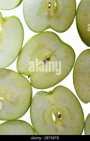 Sliced green apple close up Stock Photo