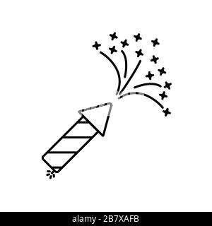 Simple outline fireworks vector icon. Festive or holiday symbol. Stock Vector