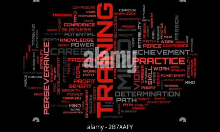 Red business word cloud art. Beautiful red word cloud background Stock Photo