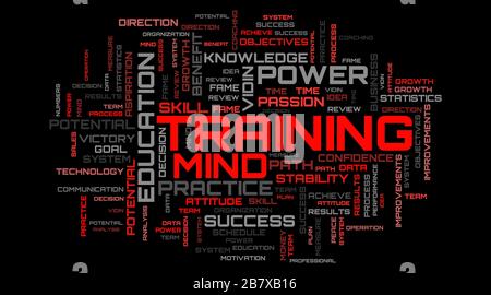 Training word cloud concept. Beautiful word cloud art Stock Photo