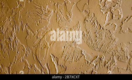 Light textured plaster as a background. Decorative plaster effect on wall. Textured background. Decorative plaster walls, external decoration of facad Stock Photo