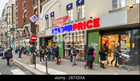 FRANCE CLOSES SUPERMARKETS,STORES TO FIGHT CORONAVIRUS Stock Photo
