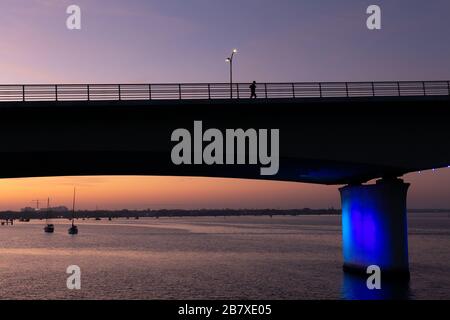 Sunrise over the John Ringling Causeway in Sarasota, Florida, USA. Stock Photo