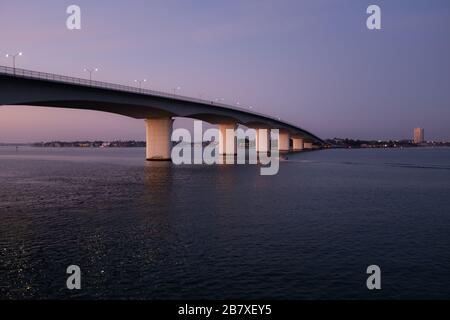 Sunrise over the John Ringling Causeway in Sarasota, Florida, USA. Stock Photo