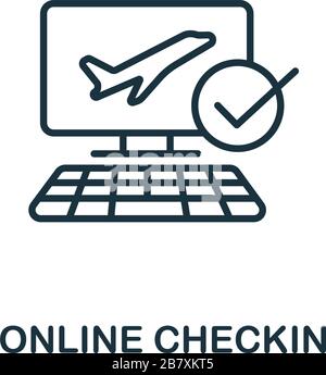 Online Check In icon from airport collection. Simple line Online Check In icon for templates, web design and infographics Stock Vector