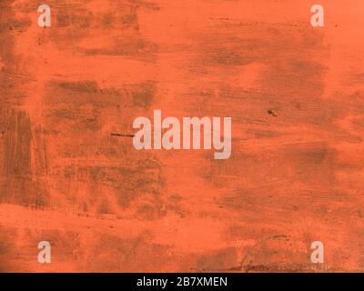 An old rusty iron wall painted with large red and brown spots Stock Photo
