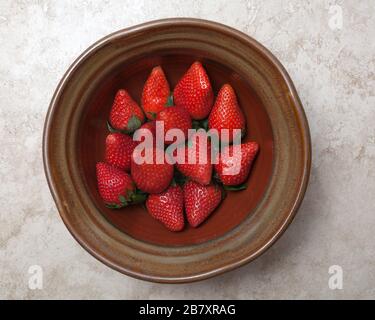 Fresh strawberries in a bowl Stock Photo