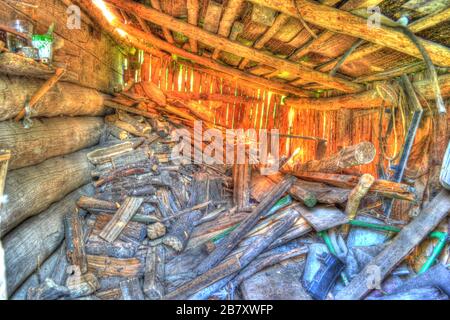 Firewood, bright picture closet in HDR processing Stock Photo