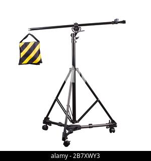 Photo studio lighting stands isolated on the white background. Stock Photo