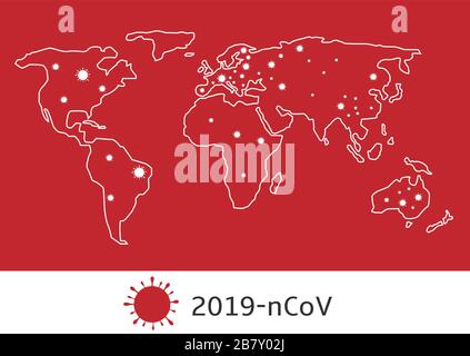 World map with coronavirus signs Stock Vector