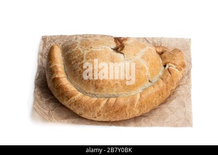 Homemade  cornish pasty isolated on white Stock Photo