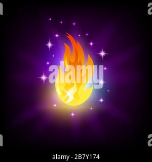 Bright fire flames icon for slot machine Stock Vector
