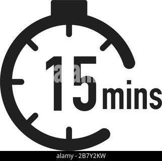 15 minutes,concept of time,timer,clock illustration,vector. Stock