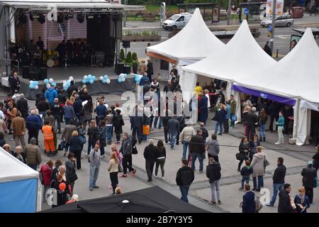 Greece Days at Belgrade City Square with many people present Stock Photo