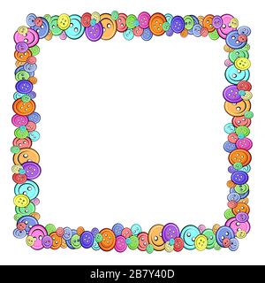 Set of multi-colored buttons for clothes of different sizes. Vector illustration - isolate on a white background. Square frame Stock Vector