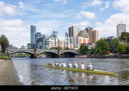 City view across Yarra River from Alexandra Gardens, Melbourne, Victoria, Australia Stock Photo