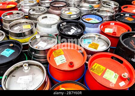 Beer kegs view from above Stock Photo