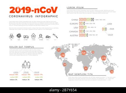 Vector flyer infographic template with coronavirus statistics and place for your information - red green version Stock Vector