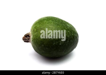 feijoa lies on a white background close-up Stock Photo