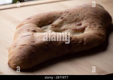 pita bread on wooden board. Pita on the board Stock Photo