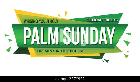 Palm sunday banner design on white background, vector illustration Stock Vector