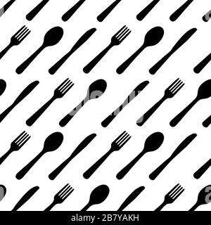 Abstract Seamless Pattern with tableware forks spoons and knives. Vector Illustration Stock Vector