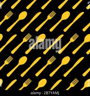 Abstract Seamless Pattern with tableware forks spoons and knives. Vector Illustration Stock Vector