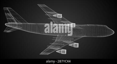 3D jet plane - wireframe - great for topics like engineering etc Stock ...