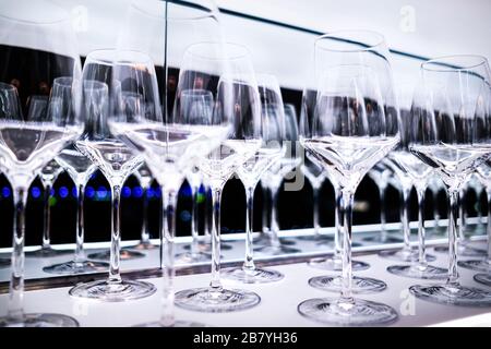 Empty wine glasses Stock Photo