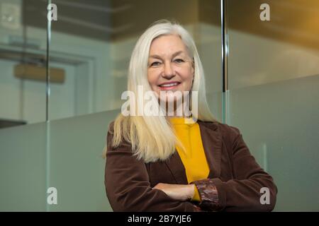 Portrait of smiling businesswoman with arms crossed Stock Photo