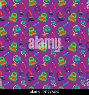 back to school theme seamless pattern vector illustration Stock Vector